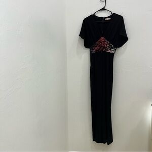 Anthropologie Traffic People Women’s Jumpsuit Black Wide Legs‎ M Sequin Cocktail